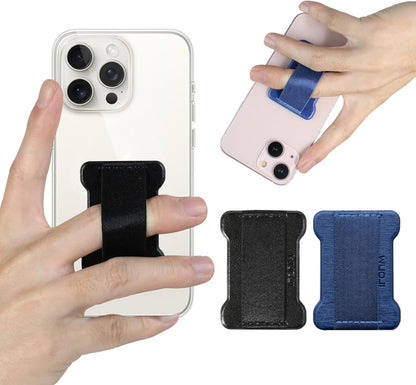 Universal Phone Grip for Smartphones - Phone Holder for Hand for Back of Phone - Wireless Charging Compatible (Black Blue) - 2Pack