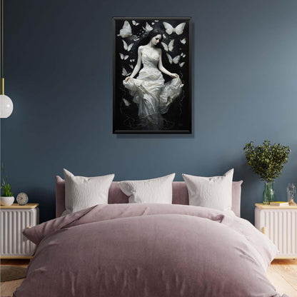 JFHCQJPK Vintage Gothic Feminine Canvas Wall Art Print Butterfly Poster Moody Preppy Wall Art Dark College Decor for Home Bedroom20x30in Metal blackFramed