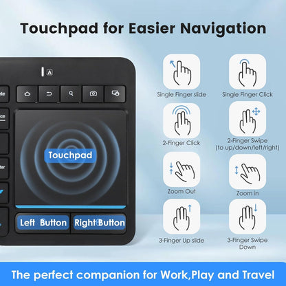 Multi-Device Wireless Bluetooth Keyboard with Touchpad-Wireless Keyboard with Multi-Touch Big Size Trackpad,Support 3 Devices for PC,Windows, Android, Chrome OS, Laptop, Tablet