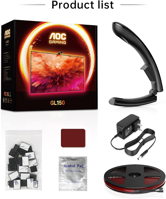 AOC TV LED Backlight, TV Lights That Change with TVs for 55-65 inch Screen, RGB Strip Lighting with Sensor, Syncs Behind The Monitor, Smart App Control, Movie Game Music & DIY Mode, 14.8FT