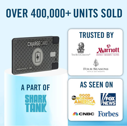 AquaVault ChargeCard – Ultra Slim Emergency Power Bank (2300mAh) – Fits in Wallet – USB-C & Micro-USB – Durable Steel Body – Flight-Safe Pocket Charger for iPhone 16/15/14/13/12, Android - (Black)