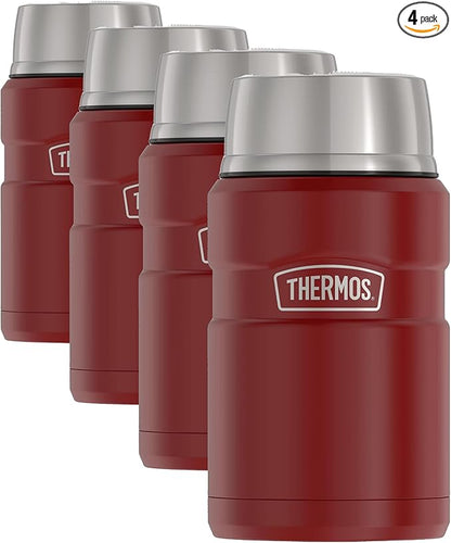 THERMOS Stainless King Vacuum-Insulated Food Jar, 24 Ounce, Rustic Red (Pack of 4)