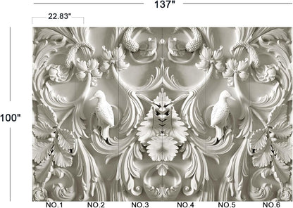 White Gypsum Art Wall Mural Wallpaper for Bedroom 137" x 100"
