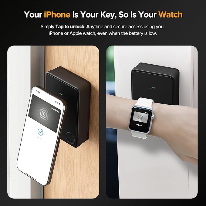 X3 Apple Home Key Door Lock Deadbolt, iOS ONLY, Smart Keyless Entry Door Lock with Fingerprint, Works with HomeKit Over Thread (Border Router), Voice/App/Remote Control, IP65 Weatherproof, Black