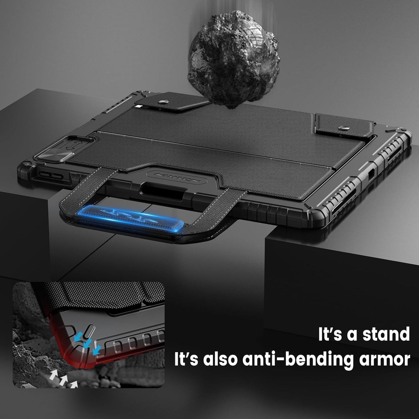 Nillkin Carry Go Backlit Keyboard Case for iPad Air M3 iPad Pro 12.9 (3rd/4th/5th/6th Generation) with Handle,for iPad Air 13 inch M2 Detachable Keyboard Case with Trackpad,Kickstand,Great Typing