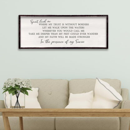 Spirit Lead Me Wall Decor 32"x12" Christian Scripture Worship Song Religious Bible Verse Wooden Framed for Bedroom Office Large Wall Art Hanging Sign (Black)