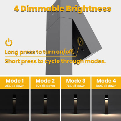 Solar Walkway Light, Dimmable Metal Solar Pathway Light Outdoor IP65 Waterproof, 3000K 500LM Solars Yard Lights for Yard Garden Patio Landscape Lawn