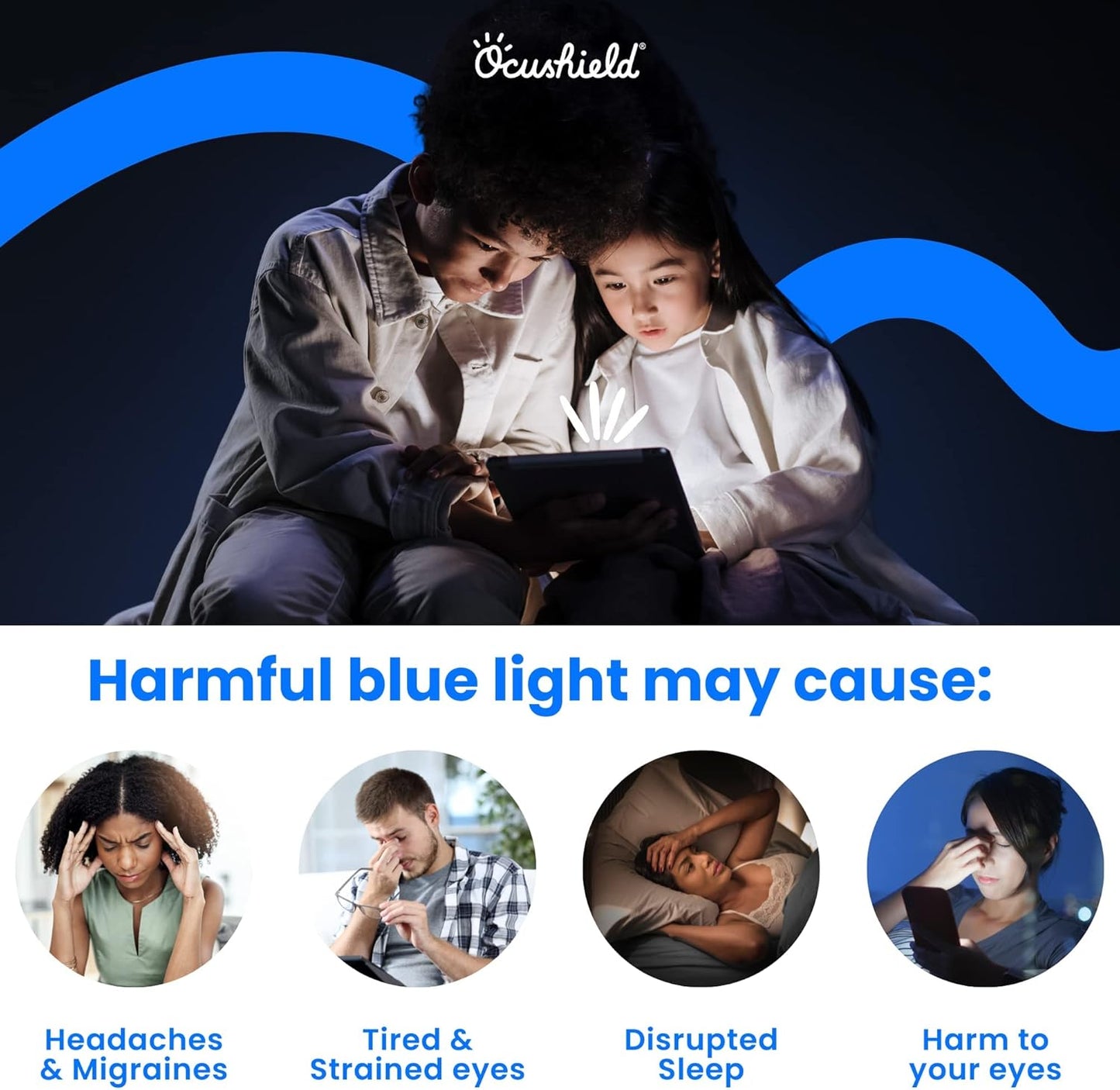Ocushield Anti Blue Light Tempered Glass Screen Protector for iPhone 7 Plus | iPhone 8 Plus - Protect Your Eyes, Reduce Migraines & Improve Sleep