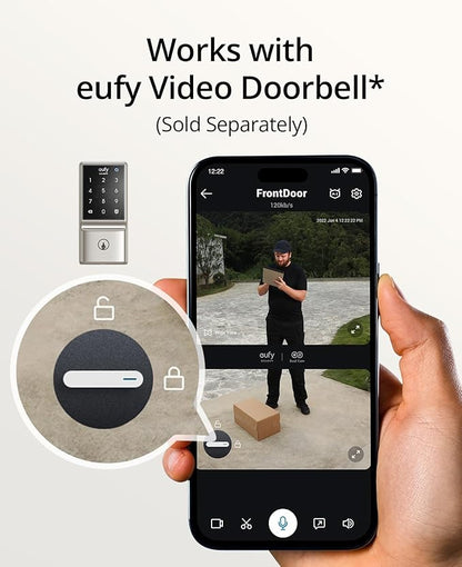 eufy Security Smart Lock C210, Keyless Entry Door Lock for Front Door, Built-in WiFi Deadbolt, No Bridge Required, Easy Installation, Touchscreen Keypad, App Remote Control, 4 AA Batteries, Nickel