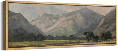 MUDECOR Large Framed Canvas Print Wall Art Pastoral Beauty Classic Mountainous Landscape Illustrations Antique Retro Fine Art Illustrations Decorative Colorful for Bedroom - 60"x20"