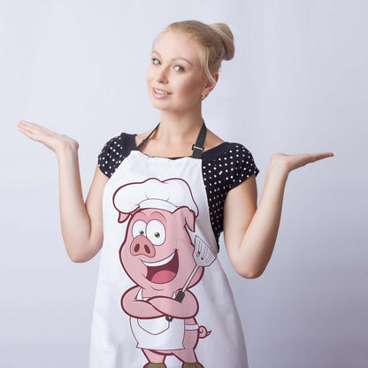 Kitchen Apron for Men Pig Chef Women Aprons for Cooking Restaurant BBQ Painting Crafting Gardening 27” (W) x 31” (H), Waterproof Apron