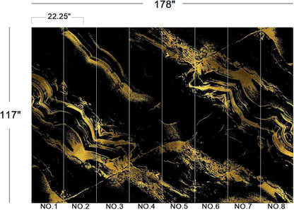 Black Gilded Marble Wall Mural Wallpaper for Bedroom 178" x 117"
