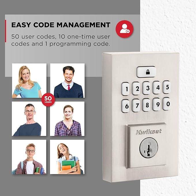 Kwikset SmartCode 260 Keyless Entry Electronic Keypad Deadbolt Door Lock with Auto-Lock, Custom User Codes, Advanced Security in Satin Nickel Contemporary