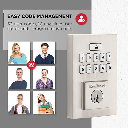 Kwikset SmartCode 260 Keyless Entry Electronic Keypad Deadbolt Door Lock with Auto-Lock, Custom User Codes, Advanced Security in Satin Nickel Contemporary