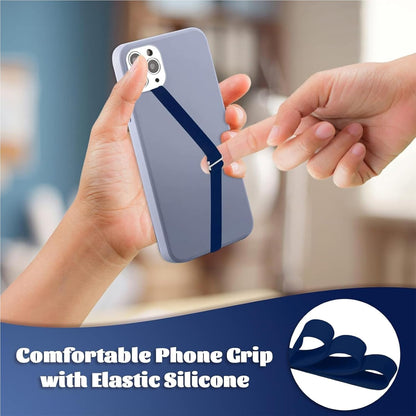 TEAMOLA 3pcs Silicone Phone Grip Holder Strap for iPhone 15/15 Pro/16/16 Pro & Samsung Galaxy S24/S23 - Anti-Slip Finger Loop for Case, Universal Phone Loops for Back of Cell Phones（230, 3 Navy）