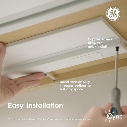 Cync GE Reveal HD+ Smart LED Undercabinet Bar Light, 24in, Color Changing & Tunable White 2000K to 7000K, Wi-Fi, Works with Alexa & Google Home, Plug-in or Direct Wire, No Hub Required