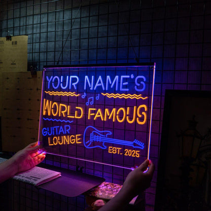 Personalized Guitar Bar Signs with Your Name for home wall light up with personalized pub name, man cave accessories, beer themed neon customizable lighted sign