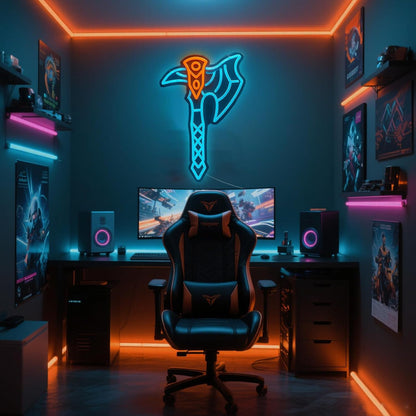 Axe Neon Sign for Wall Decor – USB Powered LED Axe Light with Dimmer, Viking Wall Art Accent for Man Cave, Gaming Room Decor, Gift for Men