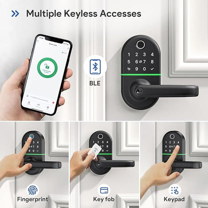 Smart Keypad Door Lock with Handle: NICE DIGI Keyless Entry Electronic Lock for Front Door, Easy Installation (Black)