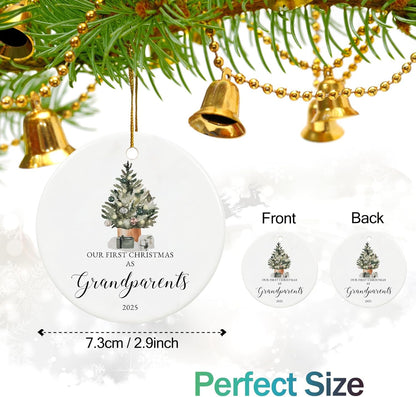 Our First Christmas as Grandparents Ornament 2025,First Time Grandparent Gifts for New Grandparents, Ceramic Keepsake New Grandparents Christmas Ornaments with Ribbon and Box