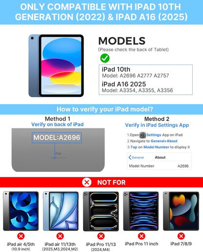 typecase Touch iPad 10th Generation Case with Keyboard (10.9", 2022) and iPad A16 (11th Gen, 2025) – 360° Rotatable, 11-Color Backlit, Multi-Touch Trackpad, Thin & Light (Silver)