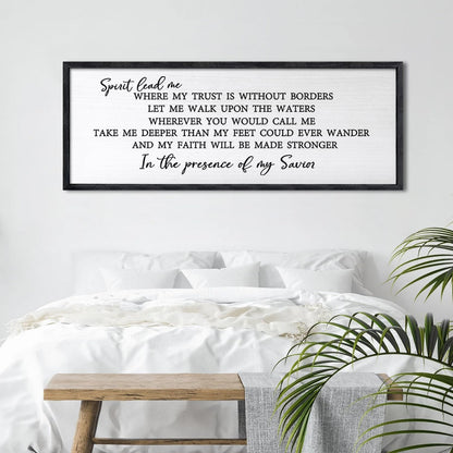 Spirit Lead Me Wall Art Decor 24×10 Inch Christian Scripture Office Inspirational Lyrics Ready to Hang Wooden Framed Sign (Black)