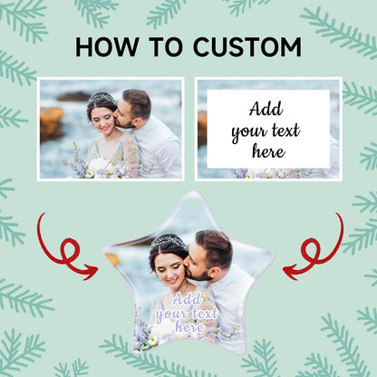Personalized Christmas Ornaments 2025, Ceramic Custom Photo Text Hanging Ornament Customized Christmas Tree Decorations Gift for Family, Kids, Friends, Couples, Wedding