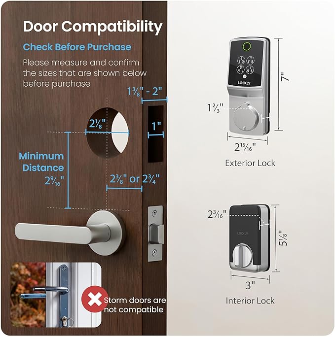 Lockly Secure Pro (Latest Version), Smart Lock with Built-in Wi-Fi, New-Gen Fingerprint Door Lock, Keyless Entry Deadbolt, PIN Genie Keypad, Auto Lock, App Remote Control, Easy Installation