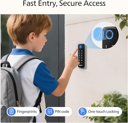 Philips WiFi Smart Deadbolt Lock with Fingerprint Keypad, APP Remote Control, Sliver