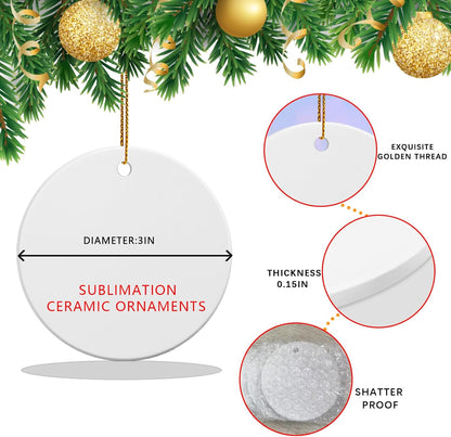 10 PCS Ceramic Sublimation Ornament Blanks Bulk 3 Inch White Round Crafts DIY Personalized Printed Christmas Home Porcelain Paintable Decorate