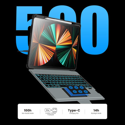 Nillkin for iPad Air 13 inch M2 2024 M3 2025 Keyboard Backlit Bumper Case for iPad Pro 12.9 (3rd, 4th, 5th and 6th gen) Detachable Keyboard with Built in trackpad, Stand,US English - Elite Black