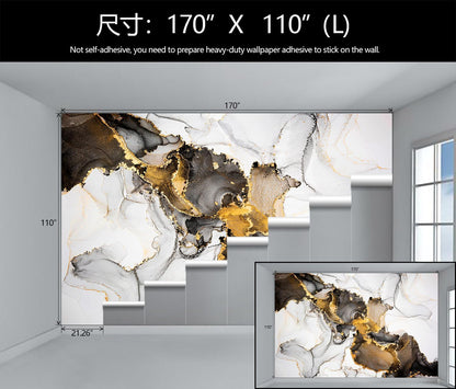 WFBHUA-White and Gold Marble Wallpaper Abstract Art Photo Wall Murals for Living Room Bedroom (Not Peel and Stick)
