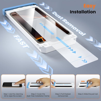 Screen Protector for iPhone 15/16/14Pro Military Grade Tempered Glass Auto-Alignment OneTouch Kit Cell Phone Accessories Bubble Free Case Friendly Auto Dust-Removal Easy Install [1 Pack]