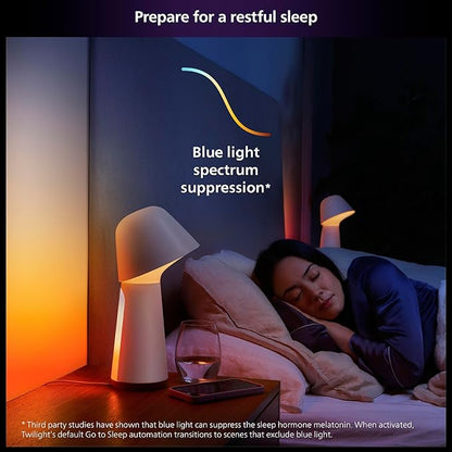 Philips Hue Twilight Smart LED Sleep and Wake-Up Lamp, White & Color Light, Bluetooth Compatible, Voice Control with Alexa, Apple Home & Google Assistant, Black