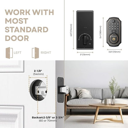 Keyless Entry Door Lock with Camera Fingerprint Door Lock Keypad Deadbolt Lock for Front Door Smart Lock App Control Voice Control