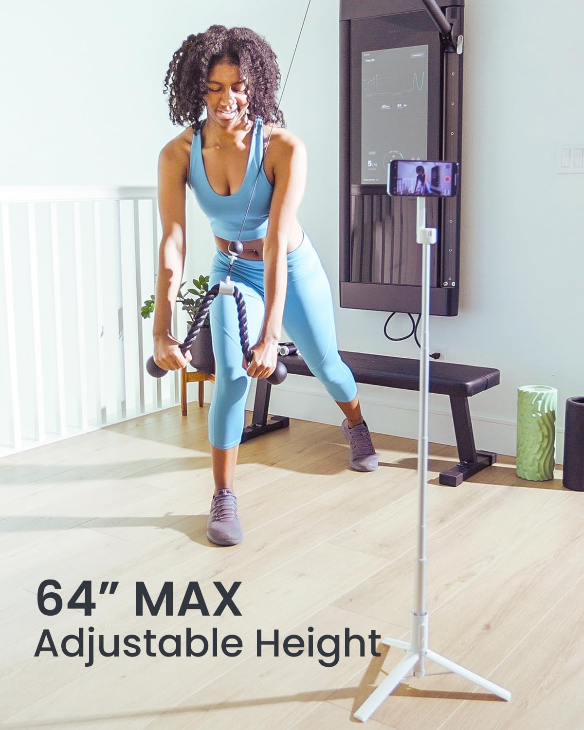 KraftGeek Magnetic Selfie Stick Tripod for iPhone, 64” Phone Tripod for Magsafe, Travel Phone Stand with Remote for iPhone 16 Pro Max