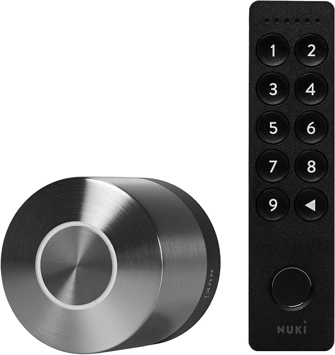 Nuki Smart Lock & Keypad 2, Keyless Door System with Auto-Lock, Fingerprint and Code Access, App Control, Easy Setup, Works with Alexa, Google, for Secure and Easy Home Entry
