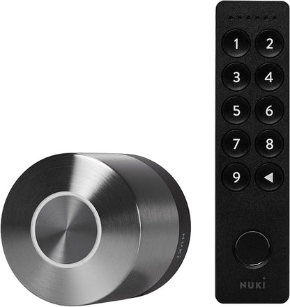 Nuki Smart Lock & Keypad 2, Keyless Door System with Auto-Lock, Fingerprint and Code Access, App Control, Easy Setup, Works with Alexa, Google, for Secure and Easy Home Entry