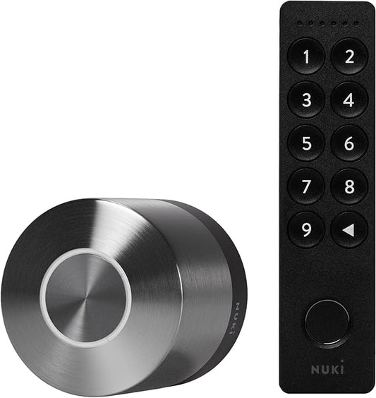 Nuki Smart Lock & Keypad 2, Keyless Door System with Auto-Lock, Fingerprint and Code Access, App Control, Easy Setup, Works with Alexa, Google, for Secure and Easy Home Entry