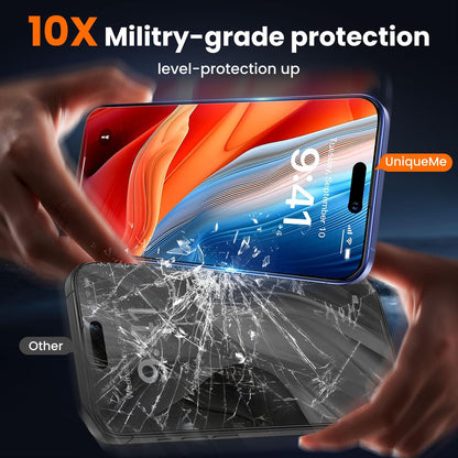 UniqueMe for iPhone 15 Plus / 16 Plus Privacy Screen Protector - [Military Grade Shatterproof & 9H+ Hardness] Tempered Glass Full Coverage Protection,Easy to install,2 Packs