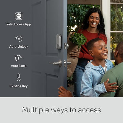 Yale Approach Smart Wi-Fi Deadbolt Retrofit Smart Lock, Unlimited Virtual Keys, App Remote Control, Keyless Entry - Silver