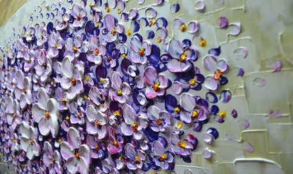 V-inspire Art, 24x48 Inch Modern Canvas Art Textured Purple Flower Oil Painting Contemporary Artwork Floral Hangings Stretched and Framed Ready to Hang Wall Decoration Abstract Painting