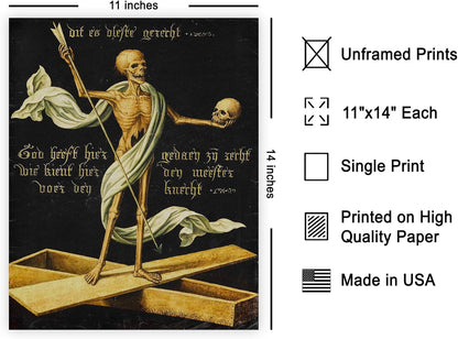 Poster Master Vintage Allegory of Life and Death Poster - Retro Skeleton Print - Halloween Art - Gift for Men & Women - Gothic Wall Decor for Dorm, Living Room or Bedroom - 11x14 UNFRAMED Wall Art