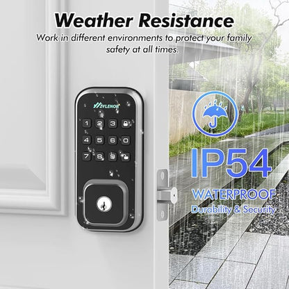 Keyless Entry Door Lock, Smart Lock for Front Door with Digital Keypad, Built-in WiFi Deadbolt, App Remote Control with Easy Installation, Upgraded Battery Life