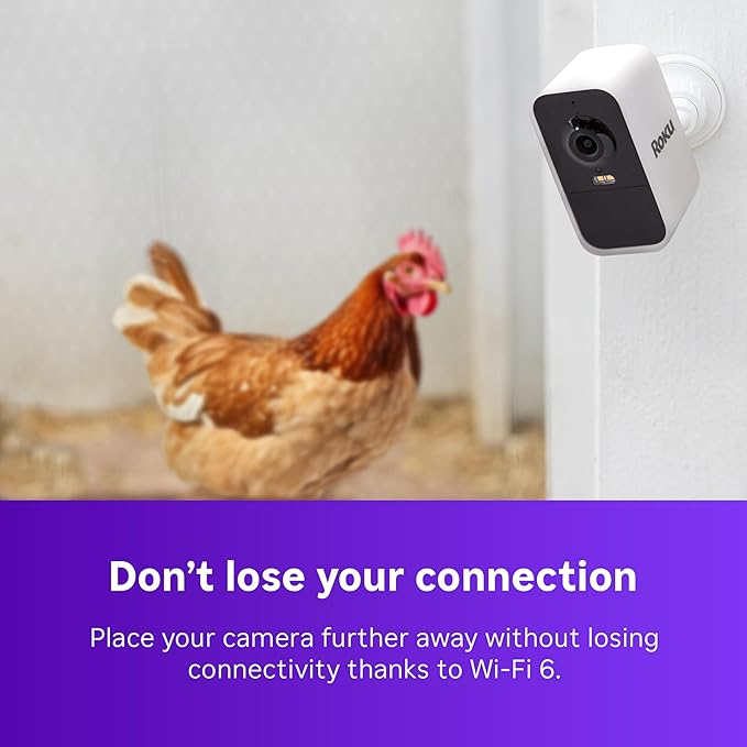 Roku Battery Camera for Home Security - New Weather-Resistant Indoor & Outdoor Wireless Camera & Pet Monitor with 1080p HD & Two-Way Audio - Rechargeable, Motion Detection & Wi-Fi