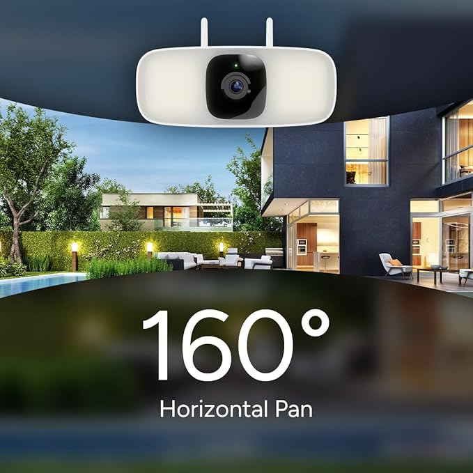 Lorex Connect 2K Floodlight Wi-Fi Security Camera | New Connect App | 160° Pan Coverage | Person Detection | Live Auto-Tracking | Color Night Vision | 2-Way Talk | Cloud & Local Storage Option