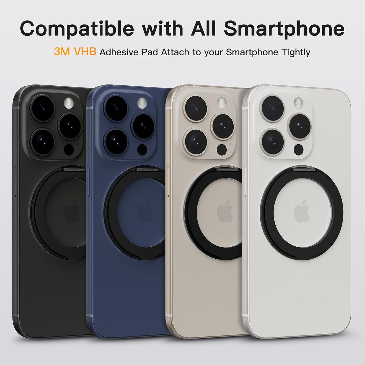 COOLQO 2Pcs 360 Spin Cell Grip Ring Phone Stand [Upgrade Gear Hinge Stress Anxiety Relief] Magnetic Holders for Your car Accessories Desk Mount Compatible with iPhone All Smartphones, Black