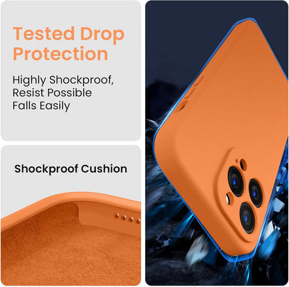 FireNova Designed for iPhone 13 Pro Max Case, Silicone [Camera Protection] Phone Case with [2 Screen Protectors], Soft Anti-Scratch Microfiber Lining Inside, 6.7 inch, Kumquat