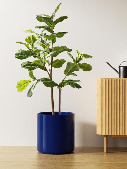 LE TAUCI 12 Inch Pots for Plants, Ceramic Large Plant Pot for Indoor Plants, Mid-Century Modern Flower Planter Pots with Drainage Hole and Removable Plug, Round Planter Pot, Sapphire Blue