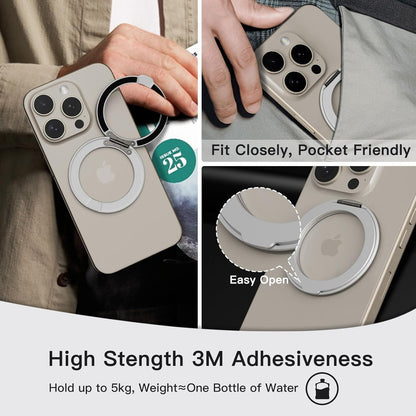 COOLQO 4Pcs 360 Spin Cell Grip Ring Phone Stand [Upgrade Gear Hinge Stress Anxiety Relief] Magnetic Holders for Your car Accessories Desk Mount Compatible with iPhone All Smartphones, Silver